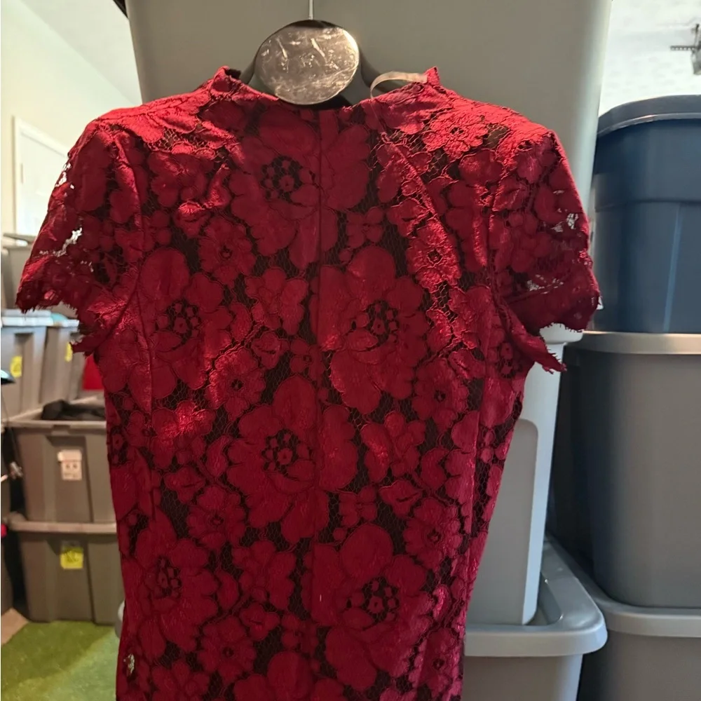 ANTONIO MELANI Red Lace Midi Dress - Picture 6 of 9